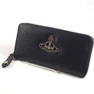 Vivienne Westwood / ヴィヴィアンウエストウッド ■ORB ラウンドファスナー長財布 黒【財布/サイフ/ウォレット】【中古】