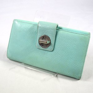 TIFFANY&Co. / ティファニー ■ターンロック ダブルフラップ 長財布 レザー ティファニーブルー【財布/ウォレット】【中古】