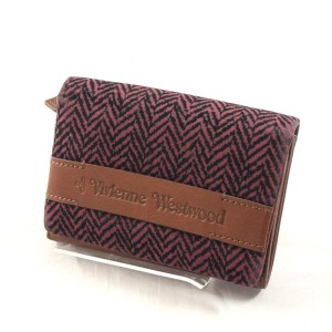 Vivienne Westwood / ヴィヴィアンウエストウッド ■二つ折り財布 レザー 茶 赤紫【財布/サイフ/ウォレット/wallet】 【中古】 