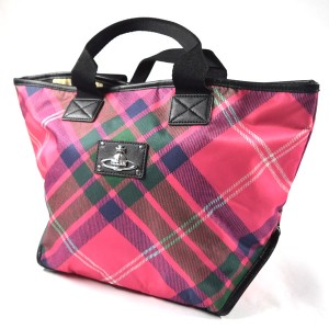 Vivienne Westwood / ヴィヴィアンウエストウッド ■ORB トートバッグ ナイロン チェック ピンク VW1 【中古】 