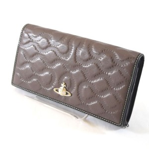 Vivienne Westwood / ヴィヴィアンウエストウッド ■スクイグル 二つ折り長財布 レザー 茶 VW1【ウォレット/wallet】 【中古】 