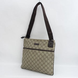 GUCCI / グッチ ■ショルダーバッグ GG ビニールレザー ベージュ ブラウン 141626 214397 ブランド 【中古】 