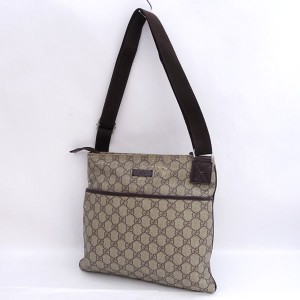 GUCCI / グッチ ■GG ショルダーバッグ PVC ベージュ ブラウン 141626-467891 ブランド【バッグ/BAG/鞄/カバン】 【中古】 