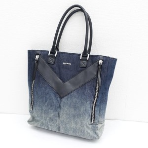 DIESEL / ディーゼル ■トートバッグ デニム キャンバス レザー ブルー ブランド【バッグ/バック/BAG/鞄/カバン】 【中古】 