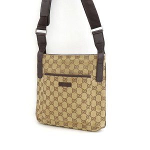 GUCCI / グッチ ■ショルダーバッグ GGキャンバス レザー ブラウン ベージュ 122793 01998 ブランド 【中古】 