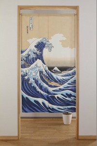  和柄のれん 浮世絵 暖簾 UKIYOE 白波 富士山 この一枚で和風空間に 葛飾北斎 / 家具・インテリア ファブリック・敷物