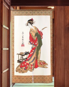 のれん 目隠し 85X150cm「短冊と女(レース)」 日本製 和風 / 家具・インテリア ファブリック・敷物