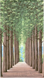  のれん 受注生産 目隠し 「並木」85x150cm 日本製 風景 景色 / 家具・インテリア ファブリック・敷物