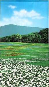  のれん 受注生産 目隠し 「花畑」85x150cm 日本製 風景 景色 / 家具・インテリア ファブリック・敷物