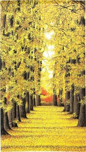  のれん 受注生産 目隠し 「黄金並木」85x150cm 日本製 風景 景色 / 家具・インテリア ファブリック・敷物