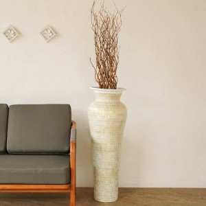 テラコッタ製フラワーポット 80cm 花器 ゴールド ホワイト / 家具・インテリア インテリアグリーン 花瓶・フラワースタンド