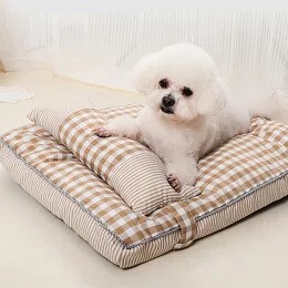 ペットベッド カバーが外せて洗える ふわふわ かわいい 枕付き / 生活雑貨 ペット用品 犬猫用品 ベッド・マット