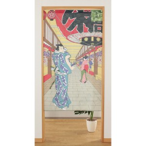  和風のれん 暖簾 浮世絵 浅草 日本製 和柄 ノレン 85x150cm / 家具・インテリア ファブリック・敷物