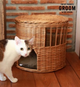 ねこハウス ふた付き -バイ ジ アラログ- GROOM / グルーム ラタン 籐 ネコ / 生活雑貨 ペット用品 犬猫用品 ベッド・マット テント・ハ