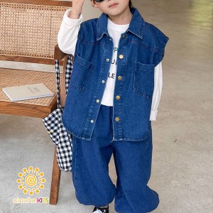  aimoha KIDS ベスト＆ジーンズのセット セットアップ 秋冬 キッズ デニムセットアップ / ファッション ベビー・キッズ スーツ・アップ