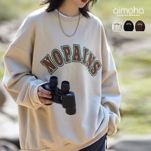  aimoha outdoor Bigワッペン刺繍スウェット レディース メンズ トレーナー ビッグシルエット / ファッション レディースアパレル トップ