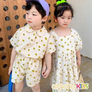  aimoha KIDS 可愛いセットアップ＆ワンピ キッズ 半袖 tシャツ 男の子 女の子 小花柄 / ファッション ベビー・キッズ ワンピース・ドレ