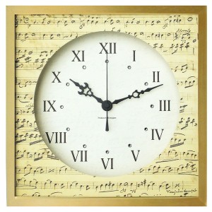 手書き譜が落ち着いた雰囲気を演出する Score Clock[スワロフスキー/ラインストーン使用) / 家具・インテリア 掛置時計 掛時計