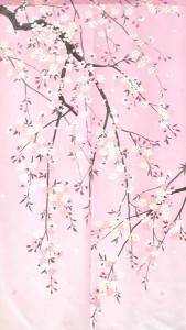 のれん 目隠し 85X150cm「しだれ桜」 日本製 当日発送 和柄 和風 / 家具・インテリア ファブリック・敷物