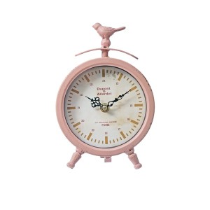  Creative Co-Op Home テーブルクロックMetal ＆ Glass Table Clock w/ Bird Pink / 家具・インテリア 掛置時計