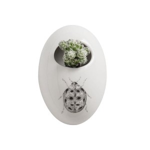  Creative Co-Op Home Daphneデザイン フラワーポットStoneware Wall Flower Pot w/ Ladybug / 家具・インテリア インテリアグリーン 花