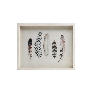  Creative Co-Op Home ウォールフレームアート フェザーFramed Wall Art Feather Image White / 家具・インテリア インテリアアート アー