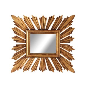  Creative Co-Op Home ミラー MDF Rectangle Sunburst Mirror Gold Finish / 家具・インテリア 鏡・ドレッサー ウォールミラー