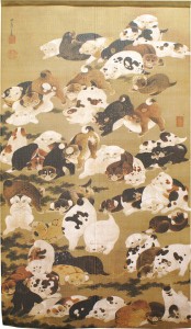  のれん 受注生産 目隠し 「伊藤若冲_百犬図」85x150cm 日本製 和風 / 家具・インテリア ファブリック・敷物