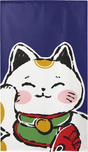  のれん 受注生産 目隠し 「招き猫 鯛 大」 日本製 和風 / 家具・インテリア ファブリック・敷物
