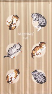  のれん 受注生産 目隠し 「SLEEPING_CAT」 日本製 洋風 猫 / 家具・インテリア ファブリック・敷物