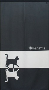  のれん 受注生産 目隠し 「going_my_way」 日本製 洋風 猫 / 家具・インテリア ファブリック・敷物