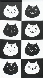  のれん 受注生産 目隠し 「白黒ネコ」 日本製 洋風 猫 / 家具・インテリア ファブリック・敷物