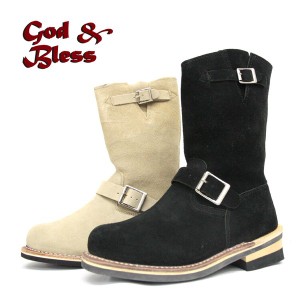 [レディース] God＆Bless 本革スエード 本格エンジニアブーツGB-9810B / ファッション 靴 ロング