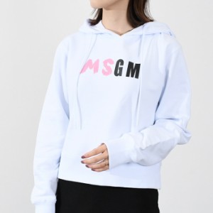 【訳あり】MSGM エムエスジーエム フーディ トップス パーカー MSGMロゴプリントフーディー 3341 MDM186 レディース ホワイト ピンク ロ