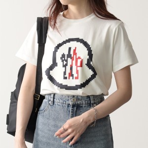 MONCLER モンクレール トップス Tシャツ 半袖 8C0000189AFV 子供服 レディース キッズ ホワイト ロゴ カジュアル 春夏 コットン 丸首 シ