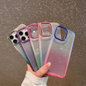 Iphone14proケースiphone専用カバ女性に似合うお姫様高？グラデーショーンキラキラソフ