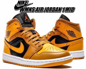 【ナイキ ウィメンズ エアジョーダン 1 ミッド】NIKE WMNS AIR JORDAN 1 MID chutney/taxi-black-white bq6472-700 スニーカー AJ1 チャ