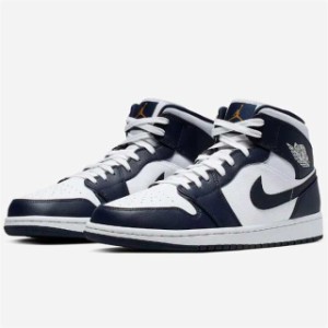 [ナイキ] NIKE エア ジョーダン ワン ミッド AIR JORDAN 1 MID ホワイト/オブシディアン/メタリックゴールド 554724-174