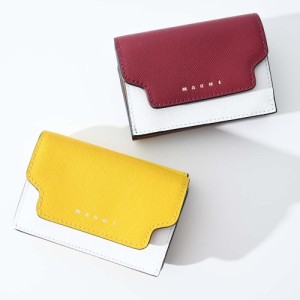 【訳あり】MARNI マルニ バイカラー トリフォールドWALLET レディース ミニウォレット イエロー ホワイト 折りたたみ財布  小銭入れ レザ