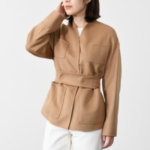 Max Mara Studio マックスマーラ ストゥディオ アウター ジャケット ノーカラー ERICA レディース ベージュ キャメル Vネック 秋服 ジャ