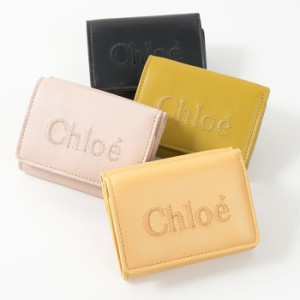 CHLOE クロエ ウォレット 財布 ミニ三つ折り財布 Chloe Sense CHC23AP875I10 レディース レザー ブラック ピンク イエロ コンパクト 刺繍