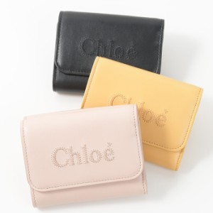 CHLOE クロエ 財布 ウォレット スモール三つ折り財布 Chloe Sense CHC23AP874I10 レディース  ブラック ピンク イエロー レザー ロゴ刺繍