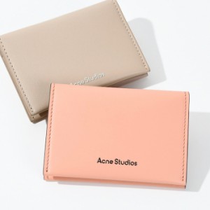 ACNE STUDIOS アクネストゥディオズ スモールレザーウォレット ピンク ベージュ ロゴ レザー ミニサイズ コンパクト財布 人気 レディース