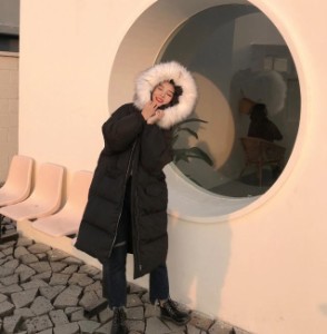 韓国 ファッション レディース ダウンコート ロングコート アウター フード付き ゆったり オーバーサイズ 防寒 秋冬 カジュアル 通勤