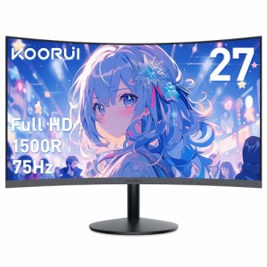 KOORUI モニター 27 インチ 湾曲モニター 1080P 曲面モニター VA非光沢・1500R曲面 /75 HZ/VGA/HDMI/sRGB/傾き調整 湾曲 ゲーミングモニ