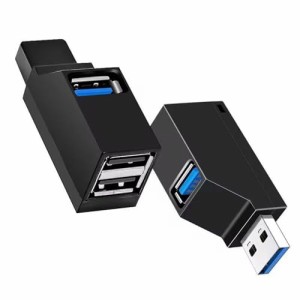 USBハブ [USB3.0+USB2.0*2ポート] 高速 軽量 携帯便利 ブラック (1個セット) usb 分岐 usb3.0 ハブ usb 増設 usb 分配器 usb ハブ 小型