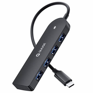 QUUGE USB-Cハブ 4ポート USB3.0 スリム型 5Gbps高速転送 USB-Aポート USB3.0増設 4口 USBハブ Type-C LED付き 4-IN-1 USB C ハブ to USB