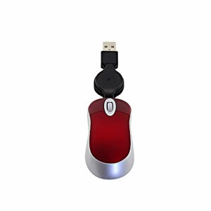 超小型マウス USB 有線 伸縮ケーブル 巻取り 光学式 ミニ Sサイズ 軽量 コンパクト 旅行 出張 持ち運び コードリール付き PC ノートパソ