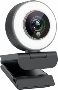 Angetube webカメラ 967 1080P ストリーミング ウェブカメラ マイクと調整可能なリングフィルライト付き オートフォーカス パソコンカメ