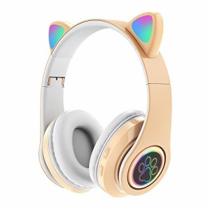 ヘッドホン bluetooth ヘッドフォン猫耳 が光る ヘッドホン ワイヤレス 女性キッズ ヘッドフォンheadphones 有線/無線両用 伸縮式 折り畳